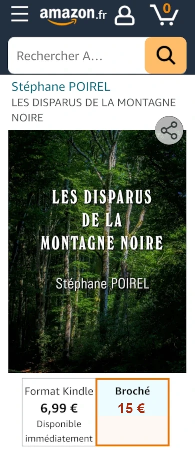 Roman Les disparus de la Montagne Noire sur Amazon