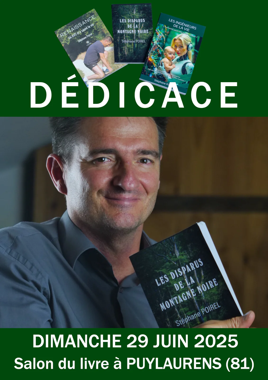 Dédicace au salon du livre à Puylaurens le 29 juin 2025